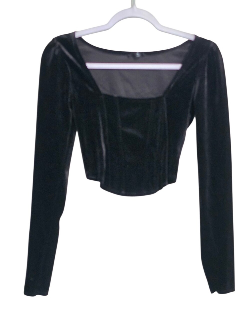 Blu Pepper Black Velvet Corset Top M Bone Structured Whimsigoth Vamp Festival